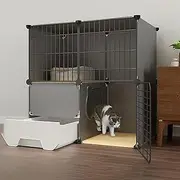 Cat Cage, Cat Enclosure, Cat Kennels for Indoor Cats, Pet Cage, Collapsible Pet Cage, Indoor Cat Cage with Litter Box, Easy to Assemble Cattery(Black,75 * 39 * 75cm)
