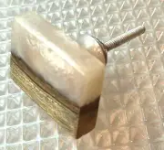 1; Wood Grain Striped Bone Pearl Oyster Shell Rectangle Knob Cabinet Hardware