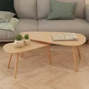 Coffee Table MDF Tabletop & Wood legs Nesting Side Coffee Tables for Living Room, Apartment, Reception Room, Easy Assembly, Set of 2