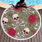 Crossbones Round Beach Pool Towel Fringe 150cm Throw Yoga Picnic Blanket Mat