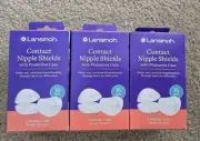 3 PACK Lansinoh Contact Nipple Breasfeeding Shields w/Protective Case 16mm SMALL