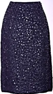 NWT ST.JOHN Women's Knit Black Embroidered Sequins Throughout Shimmer Skirt Sz 6