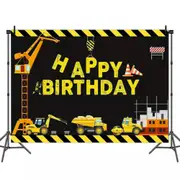 100cm, 150cm Backdrop Construction Truck Excavator Theme Party Supplies Tableware Birthday Decoration