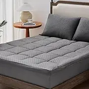 Mattress Topper Full Size, Cooling Pad Cover for Hot Sleepers, Extra Thick 5D Snow Down Alternative Overfilled Plush Pillow Top with 8-21 Inch Deep Pocket -54/''x75/'' Dark Grey, Double