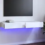 vidaXL Advanced White TV Cabinet - 120x35x15.5 cm Modern Engineered Wood and RGB LED Lights with Spacious Storage Drawers