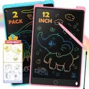2 Pack 12 Inch Colorful LCD Writing Tablet for Kids, Toddler Travel Toys for ...