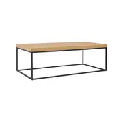 Design Square Modern Rectangular Wooden Coffee Table Metal Frame - Oak
