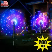 Luces Solares De Fuegos Artificiales 200 LED Impermeable Exterior Jardin Navidad