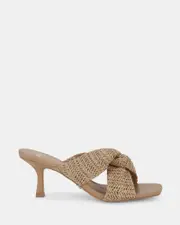 URBINOS NATURAL RAFFIA Open Toe Heels