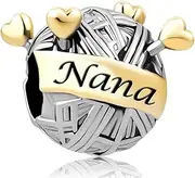 [NARTGO] Knitting Wool Ball Mom and Nana Charm Compatible With Pandora Charms Bracelets, Copper, No Gemstone