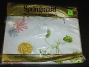NOS Vtg Springmaid Twin Fitted Sheet Multi Color Floral 65/35 polyCotton percale