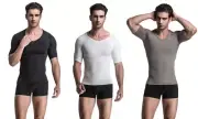 Compression Mens Muscle Fitted Athletic Shirt Base Layer Sport Gear XL Black