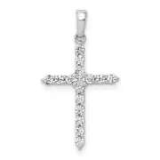 Solid 14k White Gold Polished 1/4ct. Simulated CZ Cross Pendant