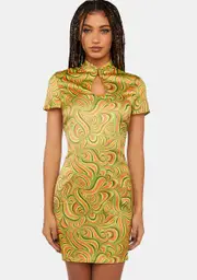 [Another Girl] Psychedelic Keyhole Mini Dress