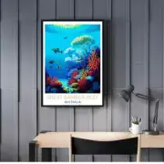 Great Barrier Reef Australia Travel, Coral Reefs 50x70cm Poster Premium Quality