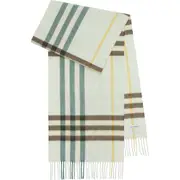 burberry Giant Check Cashmere Fringe Scarf in Breeze at Nordstrom