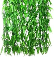 50 PCS Artificial Vine Fake Leaves with Lucky Function, Portable Wall Home Decor, Artificial Vine Greenery Garland, for Garden Wedding Windowsill Balcony Christmas Decorations (Green, 180CM) ﻿