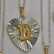 Vintage Signed Avon Sterling Silver Letter D Sparkling Necklace Initial Heart