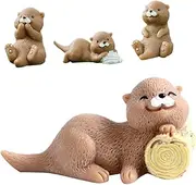 ERINGOGO 4Pcs Miniature Otter Figurines Cute Resin Otter Ornaments for Cake Decoration Home Decor DIY Crafts Accessories Animal Decor for Garden and House