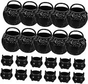 1 Set Barrel Boiler Halloween Miniatures for Crafts Mini Cauldron Kettles Micro Landscape Ornaments Halloween Mini Cauldron Mini Cauldron Pot Bucket Mini Plastic Black