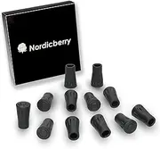 NORDICBERRY 12 Nordic Walking Pads for Asphalt, Stone or Terrain, 6 Pairs of Rubber Buffers, Suitable for All Standard Nordic Walking Poles