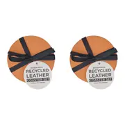 8pc Annabel Trends Coaster Set Round Recycled Leather 10x10cm Terracotta