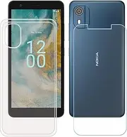 FZZSZS Case for Nokia C02 + Tempered Glass Screen Protector Protective Film,Slim Transparent Soft Gel TPU Silicone Protection Phone Case Cover for Nokia C02 (5.45")