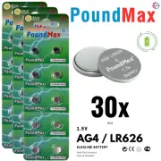 PoundMax AG4 LR626 Batteries 1.5v Alkaline Button Cell Battery - 30 Count