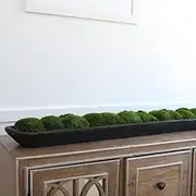 Eplumage Contemporary Moss Bowl, Dining Table Centerpiece, Moss Preserved Long Black Bowl, Housewarming, Table Top Decor (40 x 9 inches)