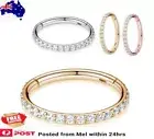 316L Steel Hinged Segment Clicker CZ Hoop Ring Ear/Nose Lip