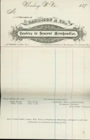 1870's Harrison & Co Dealers in General Merchandise Wheeling West VA Billhead