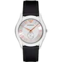 在飛比找蝦皮購物優惠-正品Emporio ARMANI 羅馬時尚小秒針腕錶-銀x黑
