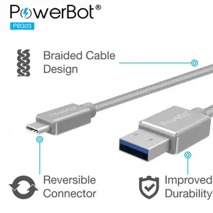 美國PowerBot PB303 高速傳輸充電線TYPE-C 充電線 1.2m 強強滾2.1a 5G