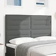 Upholstered Headboard for Bed Frame, Adjustable Fabric Wall Mounted Headboard, Dark Grey Lines Design, 160 cm for Bedroom