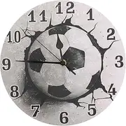 Happyyami 10 Inch Modern Football Wall Clock Silent Non Ticking Decor for Living Room
