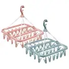 32 Clips Foldable Clothes Hanger Windproof Underwear Bra Socks Drying Rack