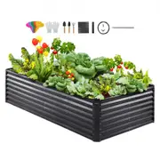 VEVOR Raised Garden Bed, 8 x 4 x 2 ft Galvanized Metal Planter Box, Outdoor Planting Boxes with Open Base, for Growing Flowers/Vegetables/Herbs in Bac