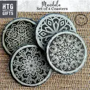 Mandala Pattern Slate Coasters Set of 4 Engraved Slate Coasters Mandala Patterns