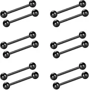 [Briana Williams] Tongue Rings for Women Tongue Piercing Jewelry 14G Straight Barbell Nipple Rings Nipplerings Piercing Surgical Stainless Steel 12mm 14mm 16mm 18mm Bar Length Silver Black