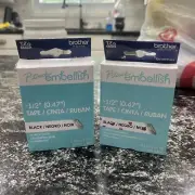Brother P-Touch Embellish Tape Lot (Black & Black With Hearts)