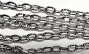 Chain, Silver Plated Metal Hammered Oval Bulk Chain with 4x5mm Links (72" Long)*