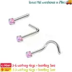 3PCS Nose Studs Rings Opal Stone Gem Ear Surgical Steel Body Piercing Jewellery