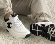 Chanel White Black CC Logo Runner Trainer Sneaker, 39