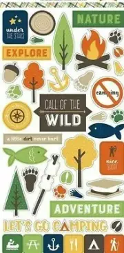 Summer Camp Nature Camping S'mores Campfire Explore Echo Park Cardstock Stickers
