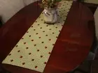 Green White Checkered Table Runner with Embroidered Apples 13" X 54"