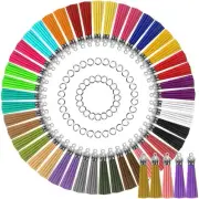 50 Tassel Charms Faux Suede 2.16" Silver Top Diffuser Pendants BULK Wholesale