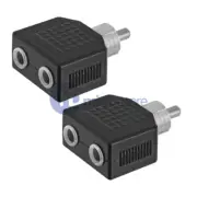 2x 1-RCA Plug Adapter to 2-way 1/8" 3.5mm Mono Jack Headphone Y Splitter