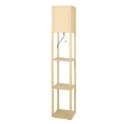 EMITTO Floor Lamp LED Storage Shelf 3 Tier Wood Standing Reading Corner Light