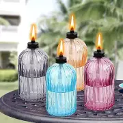4 Pack Glass Table Top Torch,13.5 Oz Citronella Torches for Outside,Refillable