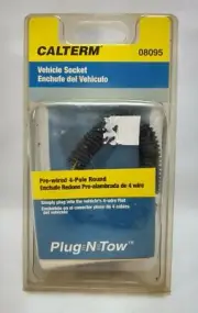 Calterm 08095 Pre-Wired 4-Pole Flat to Round Vehicle Socket Adapter